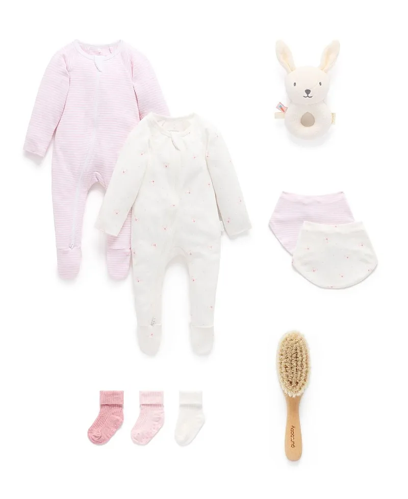 2 Pack Zip Footie & Accessories Gift Set by Purebaby