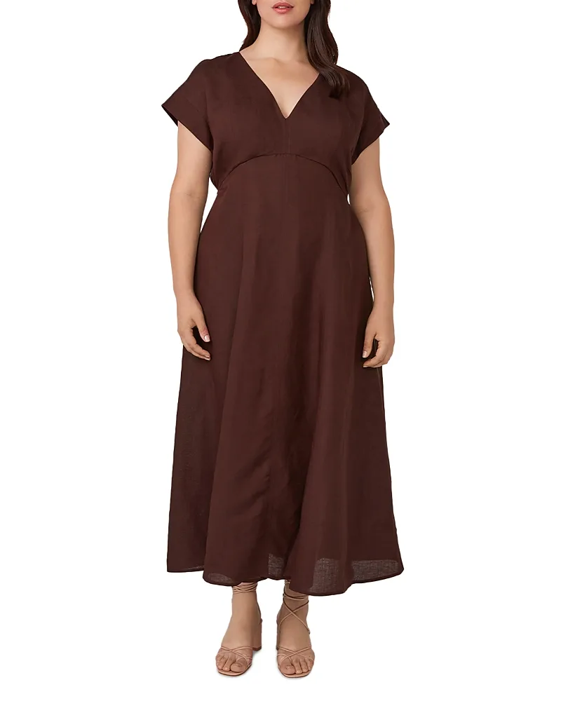 Aubrey V Neck Midi Dress by Estelle Plus