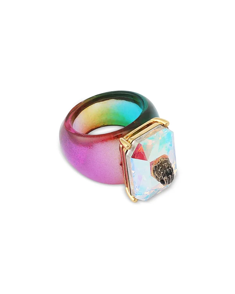 Signature Eagle Stone Cocktail Rainbow Ring by Kurt Geiger London