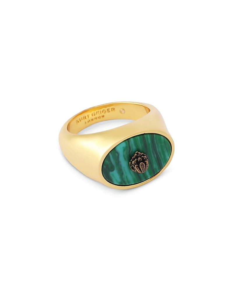 Signature Eagle Malachite Signet Ring by Kurt Geiger London