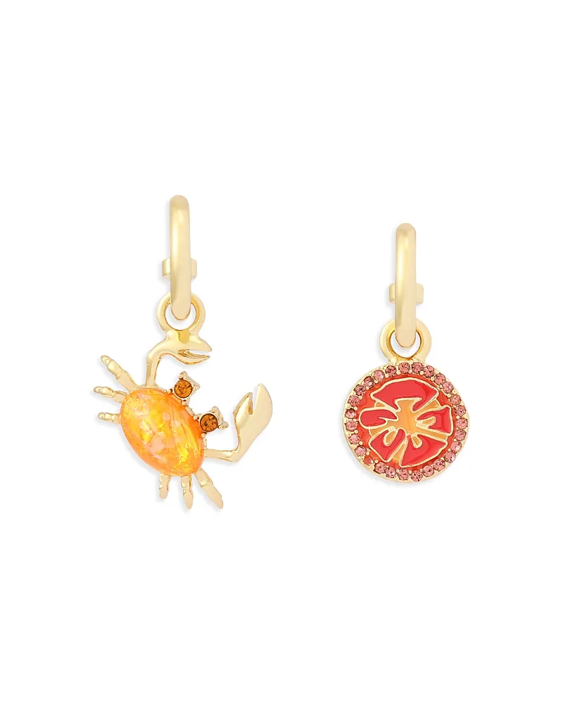 Crab & Tomato Mismatch Charm Hoop Earrings by Kurt Geiger London
