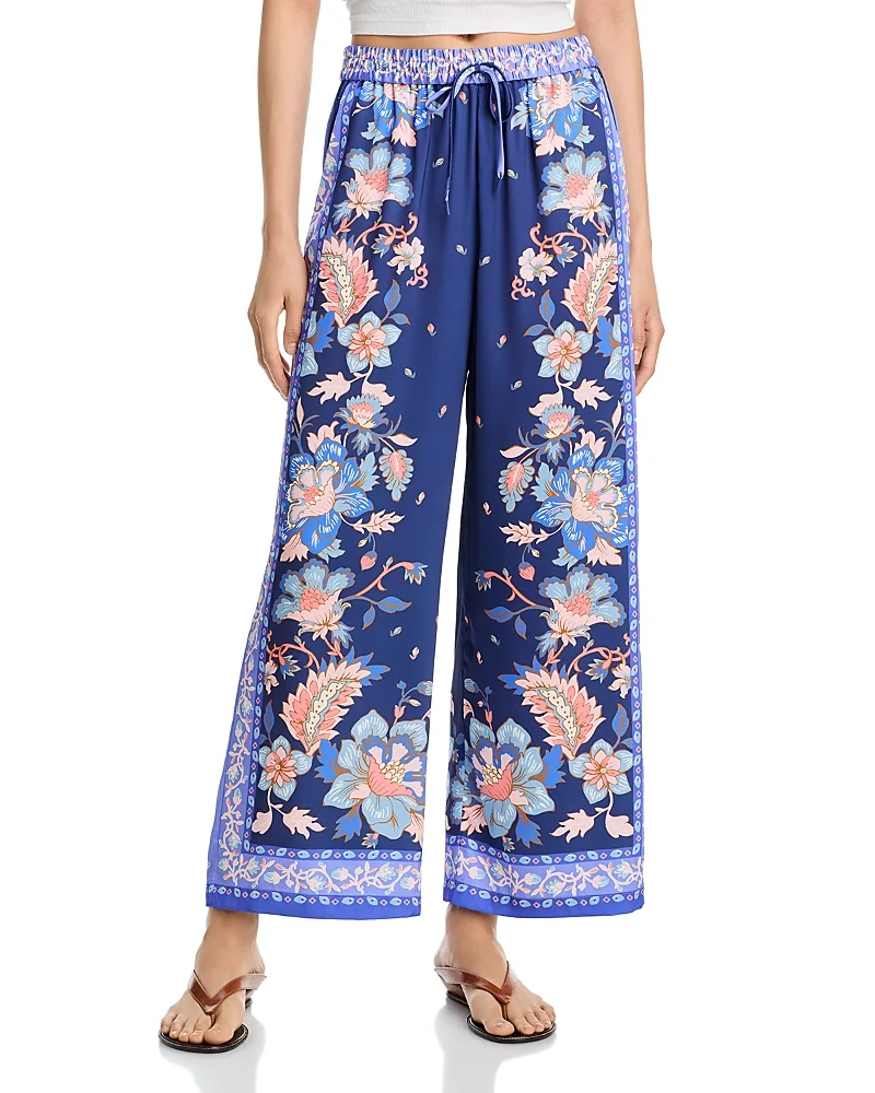 Scarf Wide Leg Drawstring Pants by Aqua