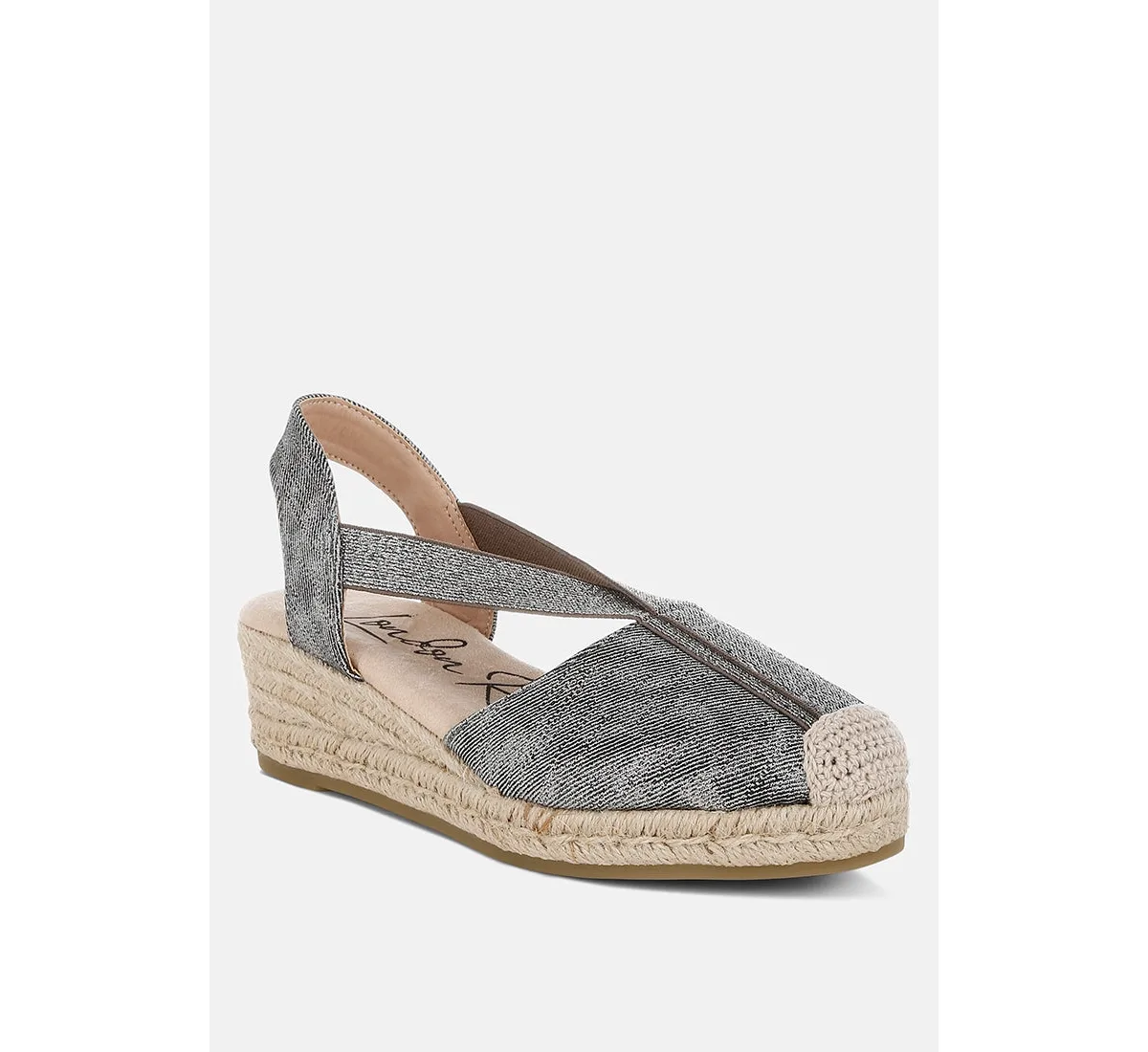 Port Side Metallic Woven Espadrille Wedges by London Rag