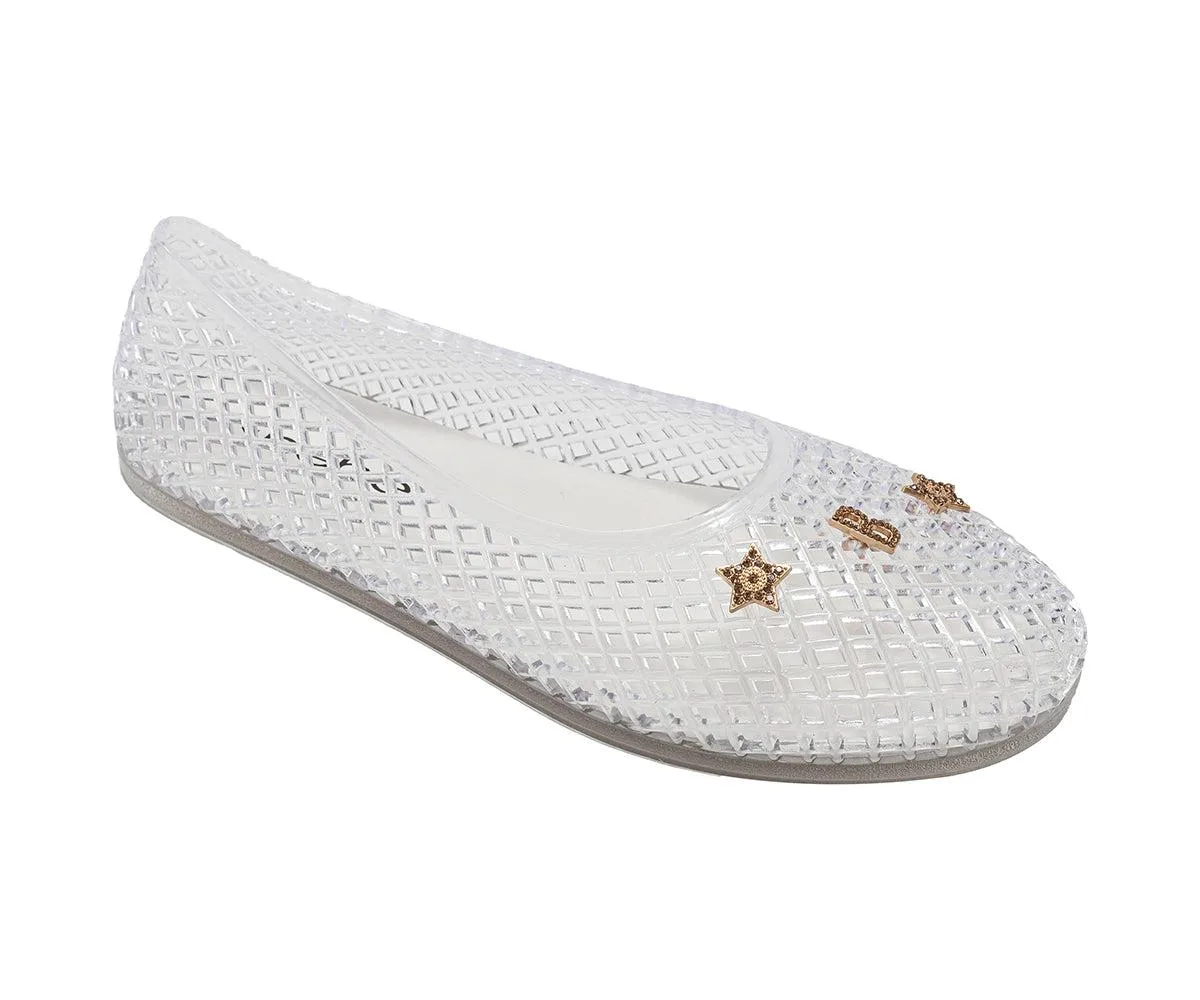 Jelly Sandals Comfortable Dress Shoes Cute Flat Sandals with Charms by Bebe