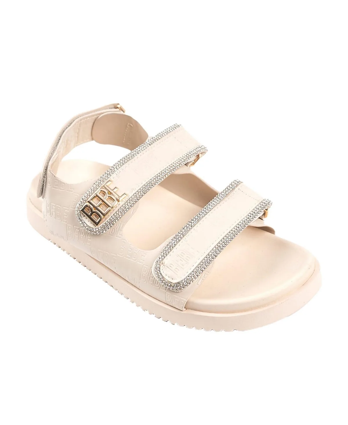 Sandal with Rhinestone Rope Binding and Bebe Logo Rivet Detail Sandals by Bebe