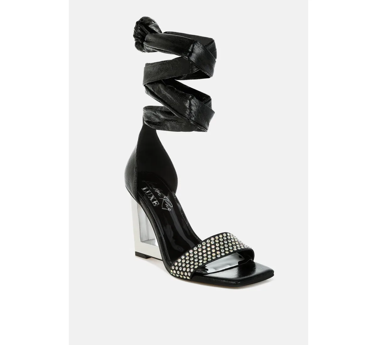 Hashira Ab Rhinestone Studded Lace-Up Fantasy Heels by London Rag