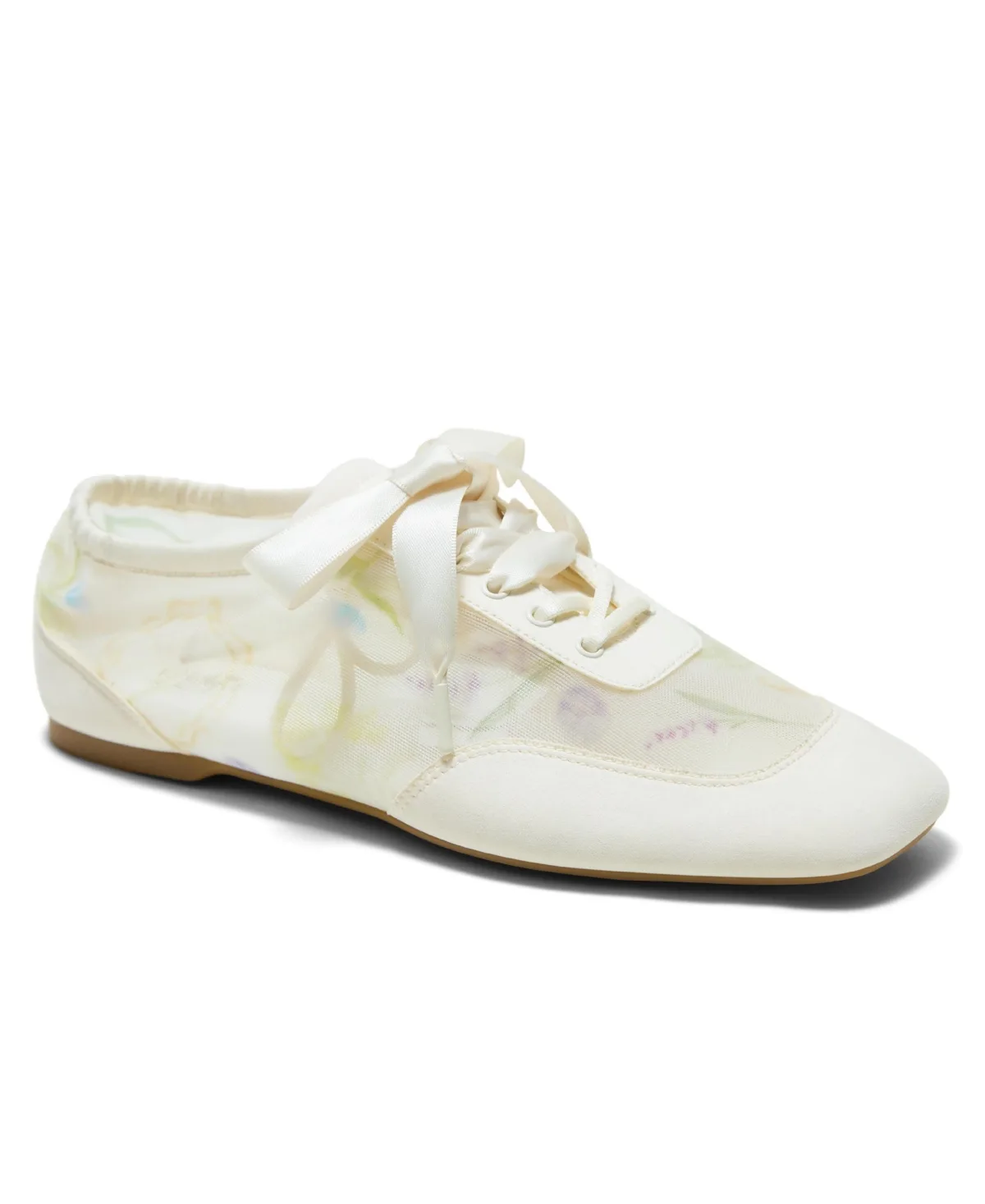 Cristina Square-Toe Lace-Up Satin Sneakerina