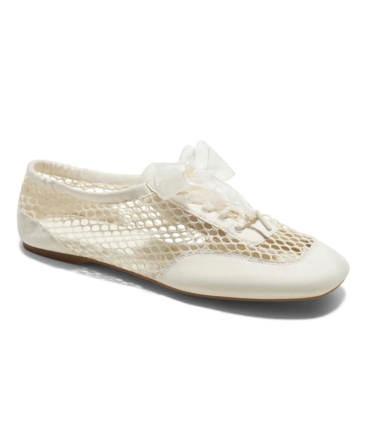Cristina Square-Toe Lace-Up Satin Sneakerina