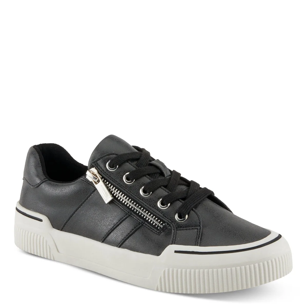 Darah Lace-Up Sneakers with Side Zipper and Metallic Accents by Patrizia