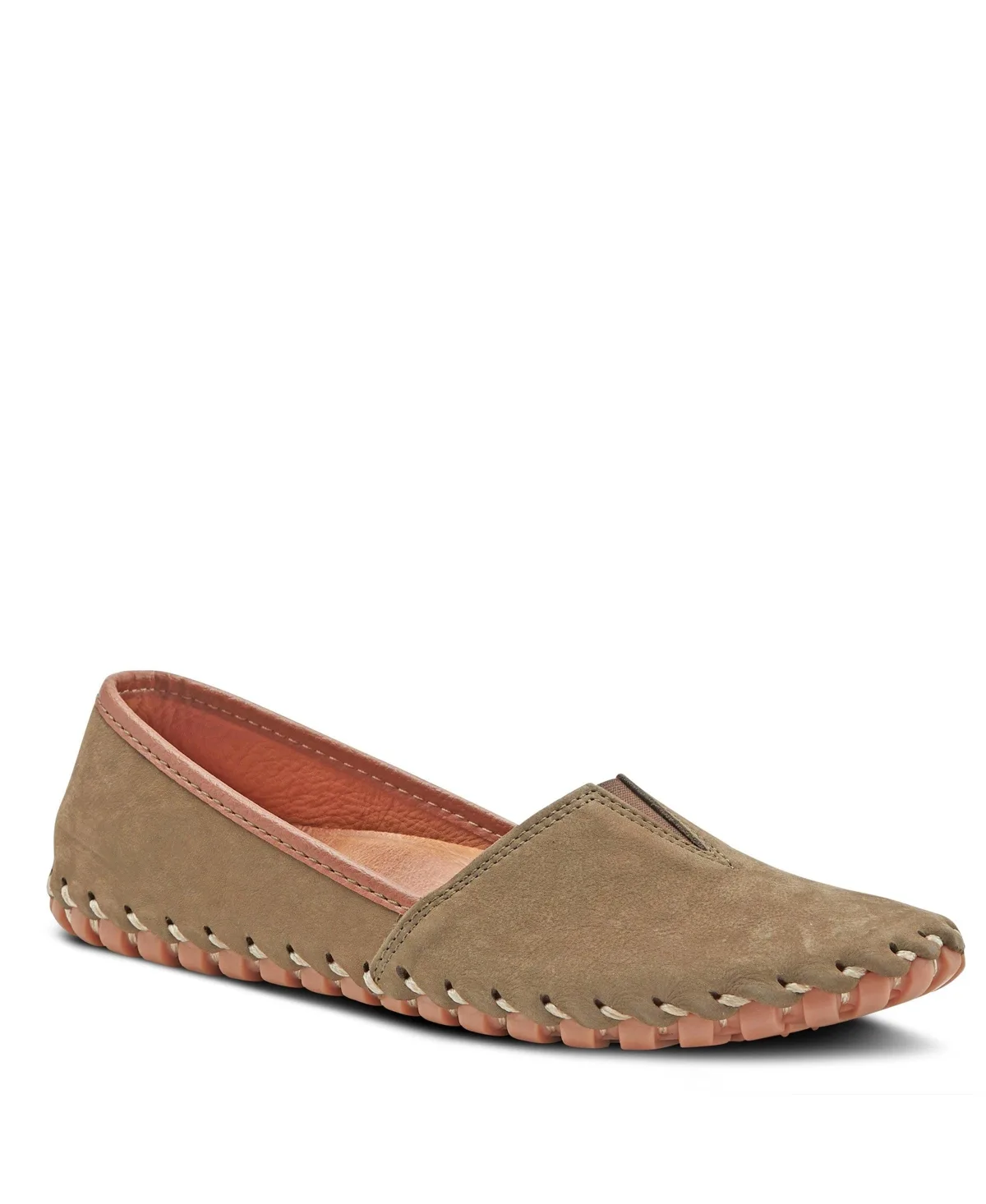 Azura Kathaleta Suede Slip-On Comfort Flats with V-Elastic Notch, Arch Support & Removable Insole by Spring Step