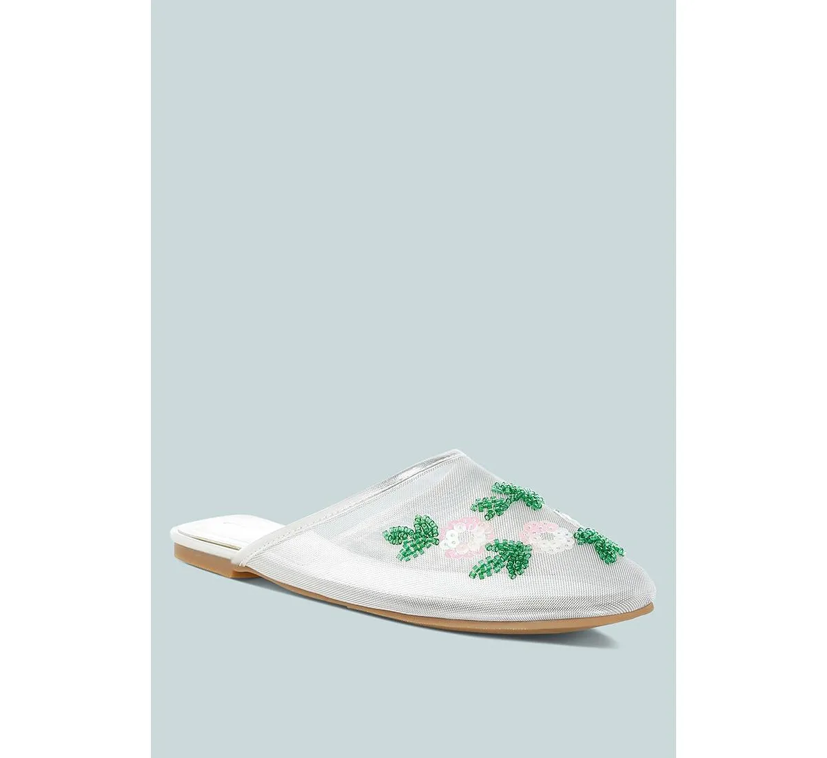 Nahra Mesh Sequin Beaded Mules