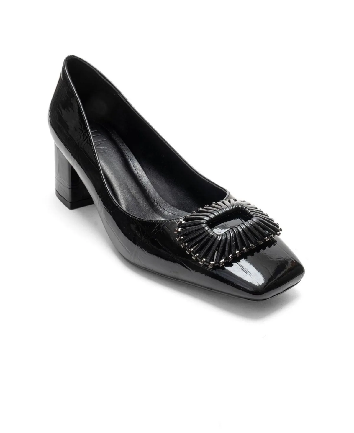 Velora Buckle Square Toe Block Heel Pump by Prologue Shoes
