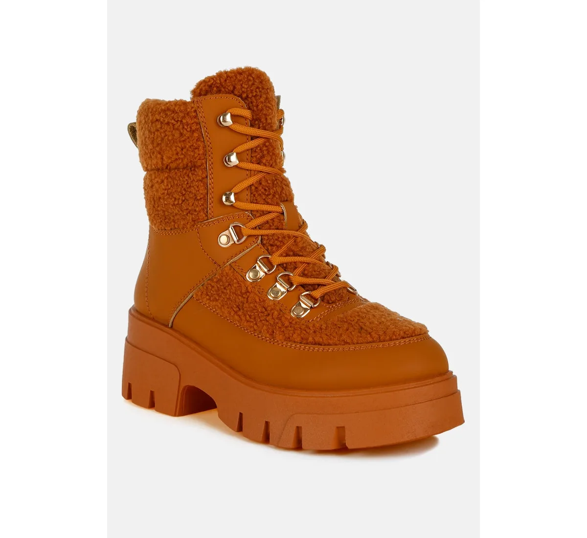Wellerman Faux Fur Detail Chunky Hiker Boots by London Rag