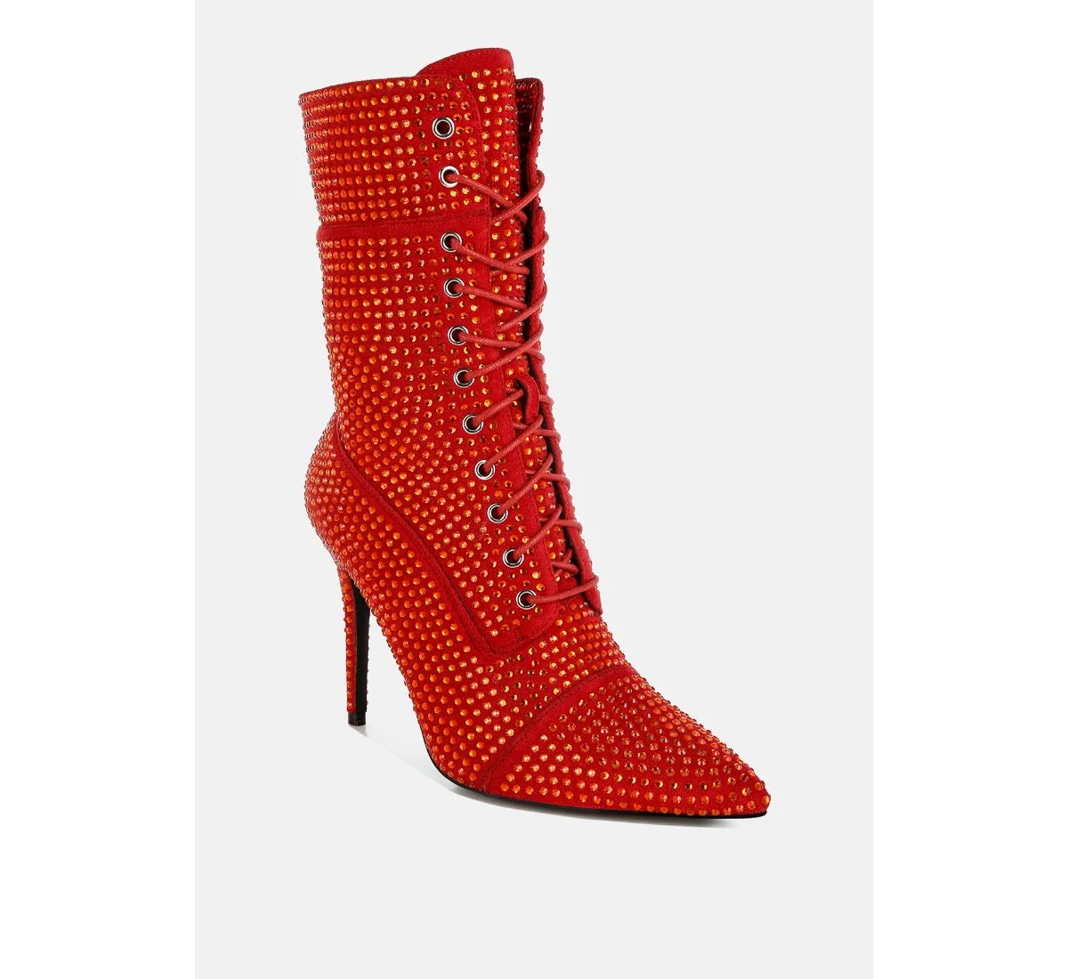 Bitetto Rhinestones Embellished Calf Boots by London Rag