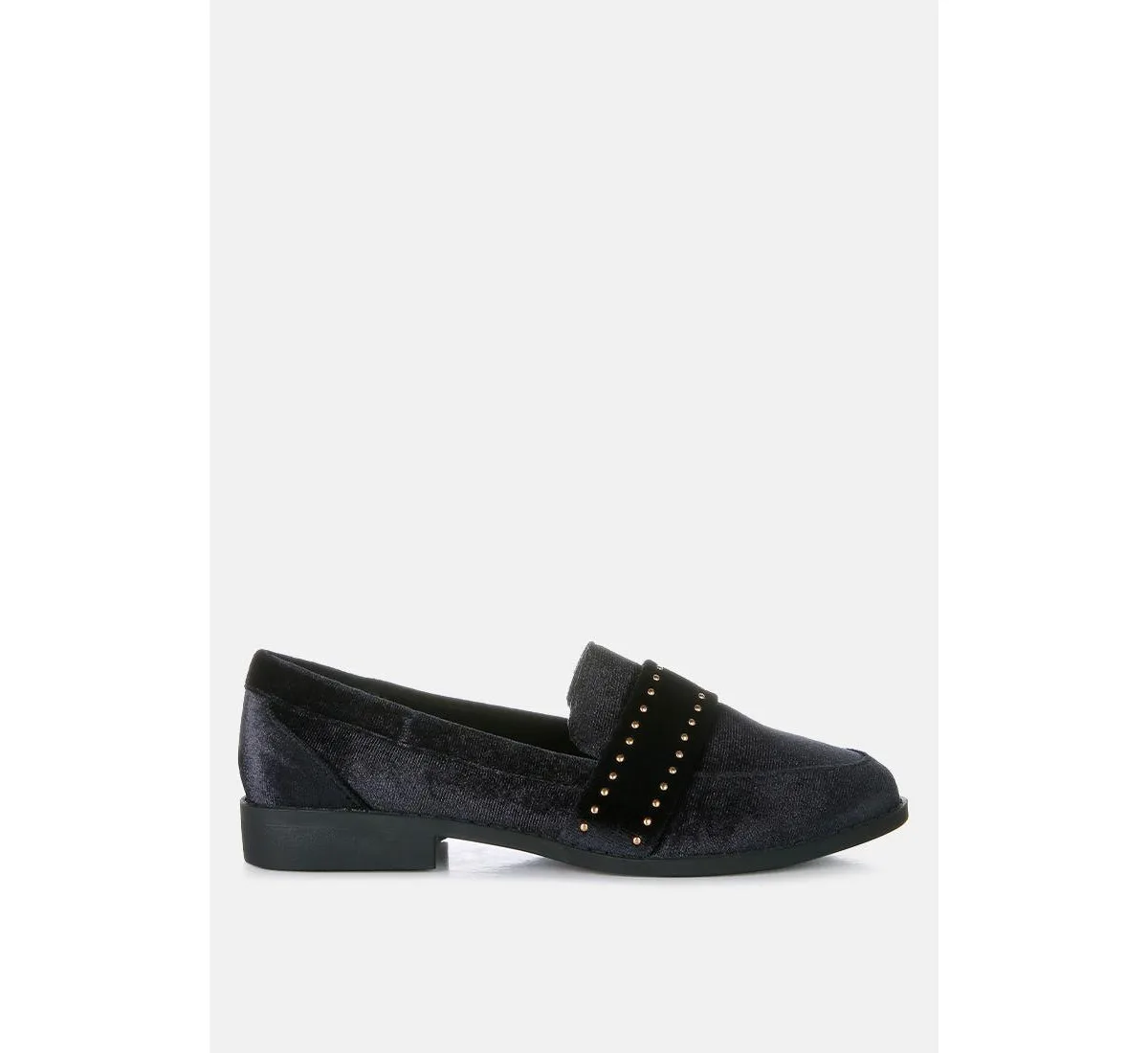 Walkin Stud Detail Velvet Loafers by London Rag