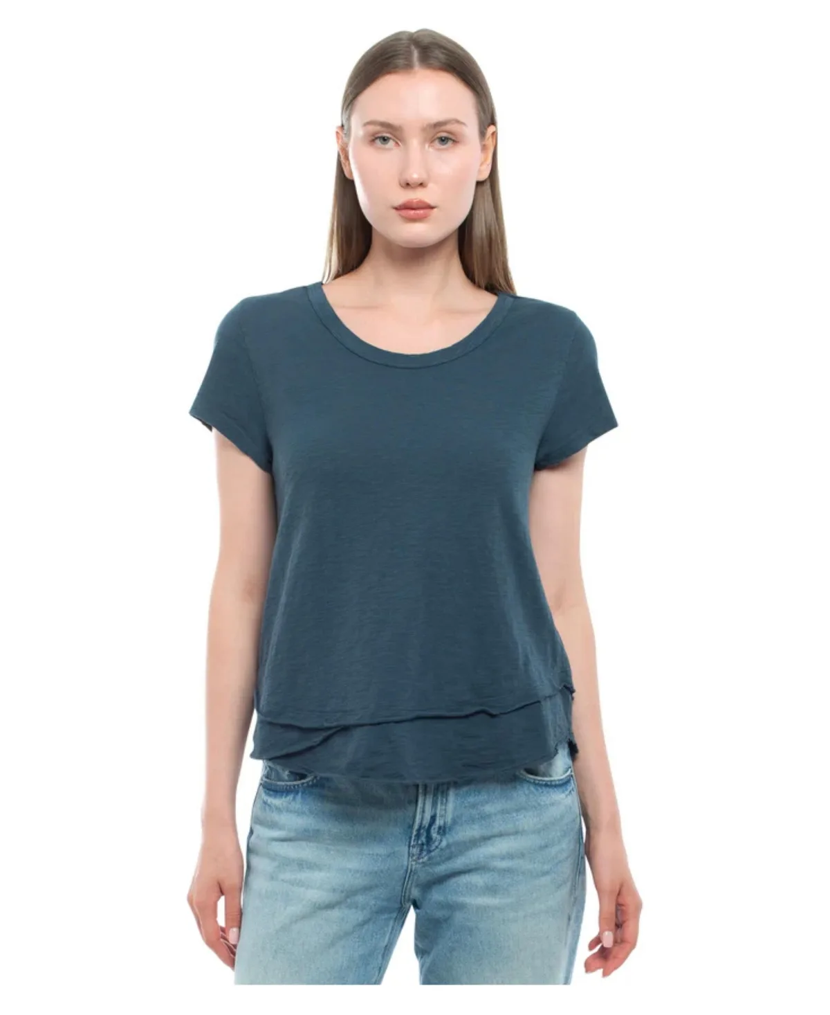 Short Sleeve Mock Layer Tee by Wilt