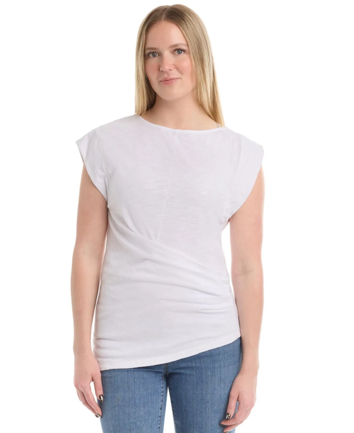 Boat Neck Rolled Cuff Tee by Wilt