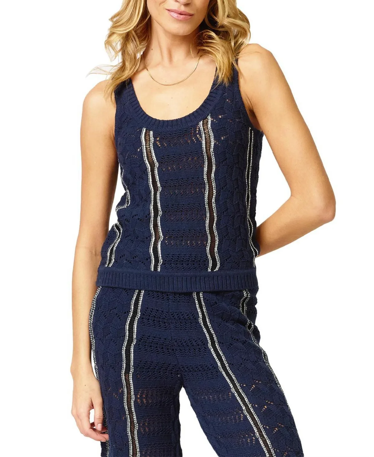 Amber Squiggle Stitch Tank by Central Park West