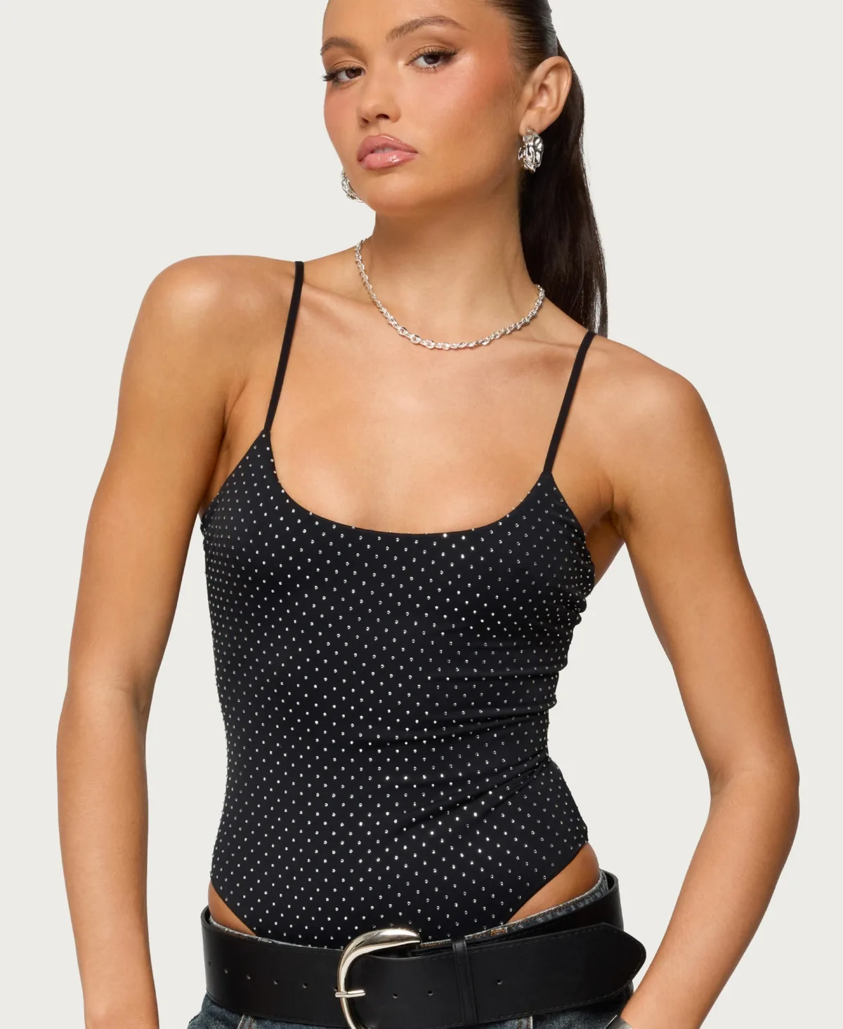 Georgey Rhinestone Bodysuit by Edikted