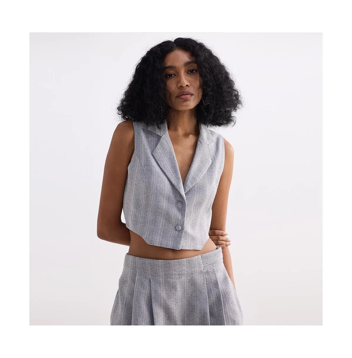 Cropped Cotton Tweed Vest by Reistor