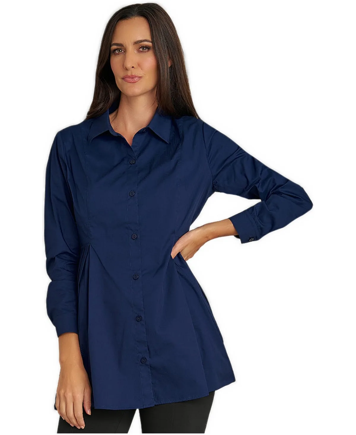 Long Sleeves Cotton Poplin Diagonal Tuck Way Ahead Tunic by Stella Carakasi