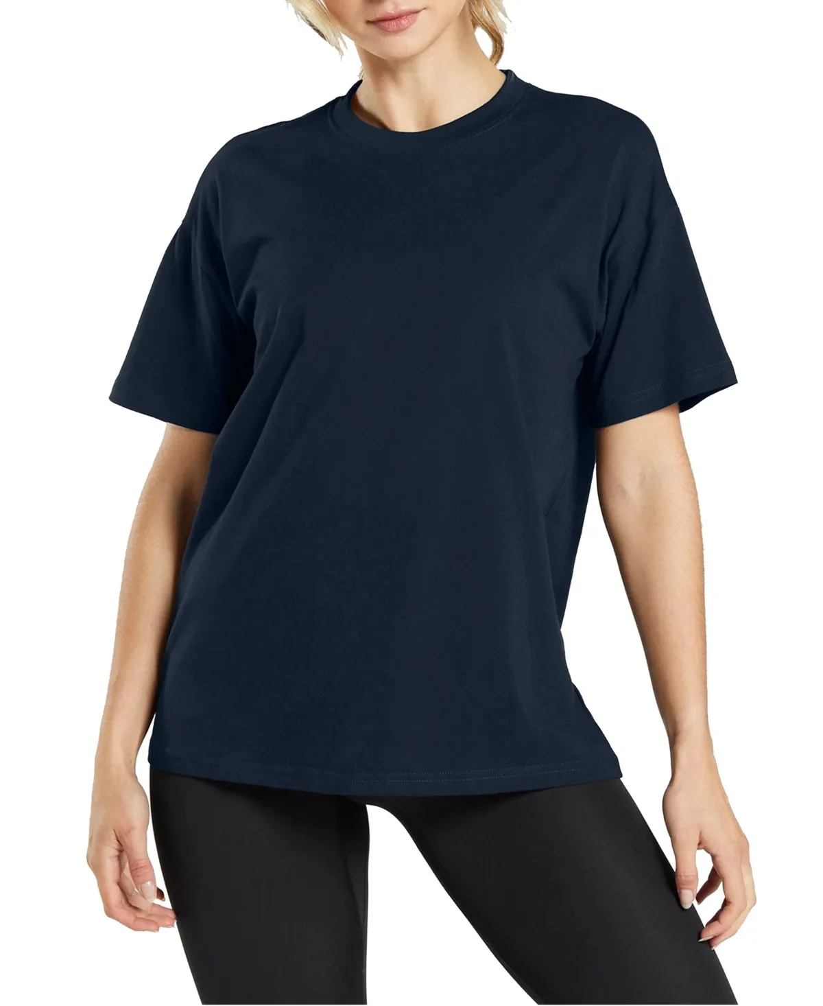 Loose Fit Short Sleeve Crew Neck Solid Tee by Blue Ice
