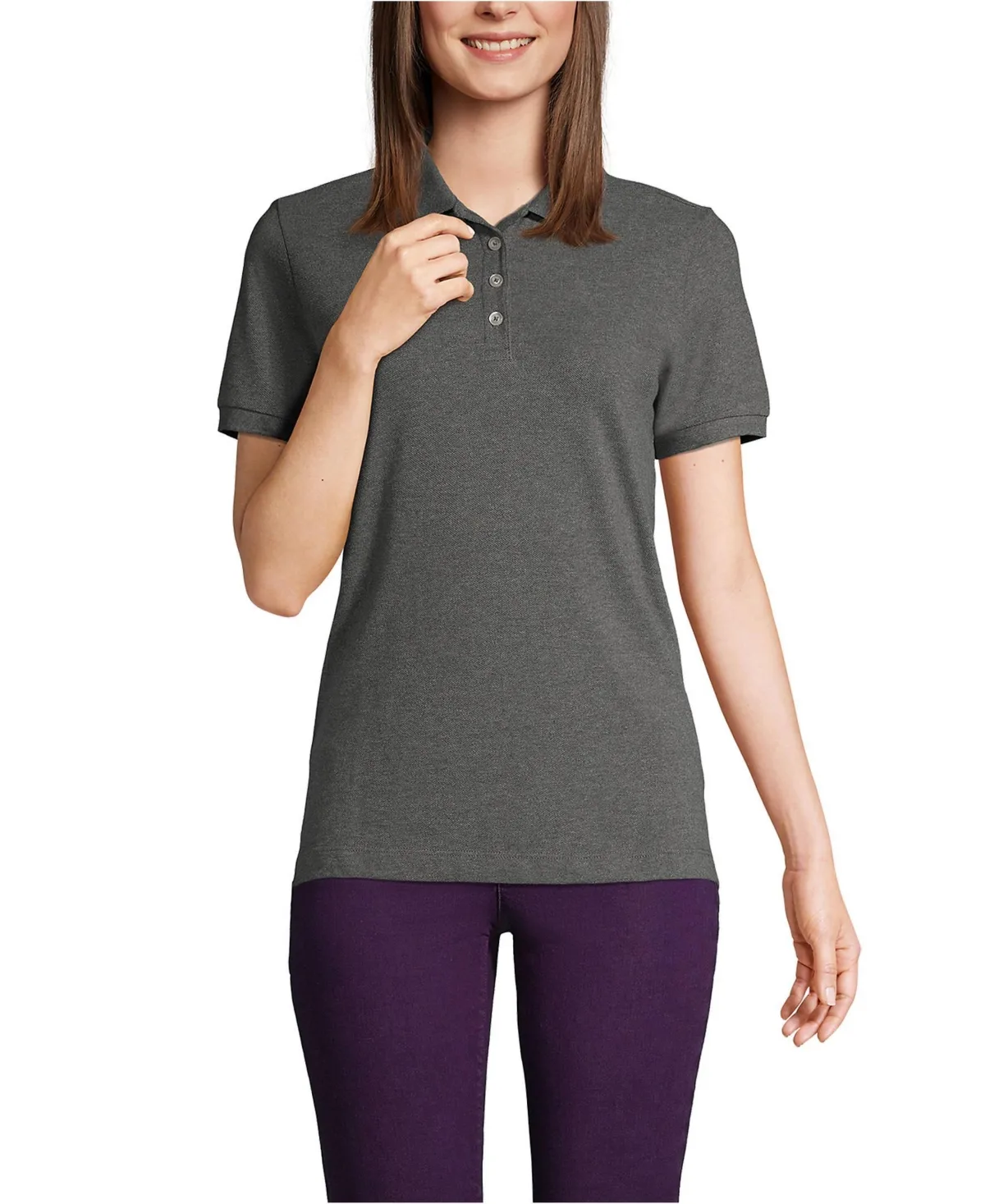 Banded Short Sleeve Fem Fit Mesh Polo by Lands' End