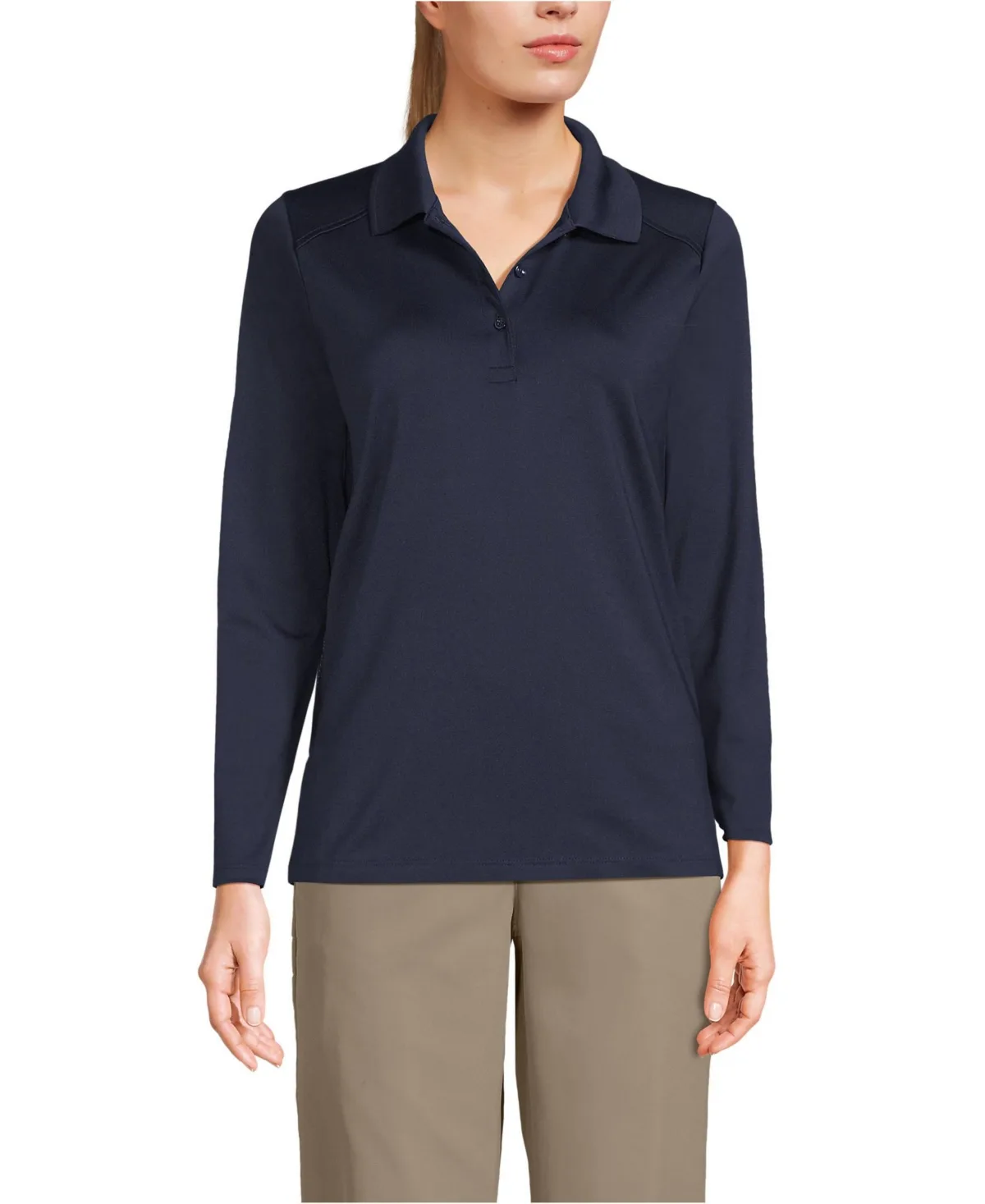 Long Sleeve Feminine Fit Rapid Dry Polo Shirt by Lands' End