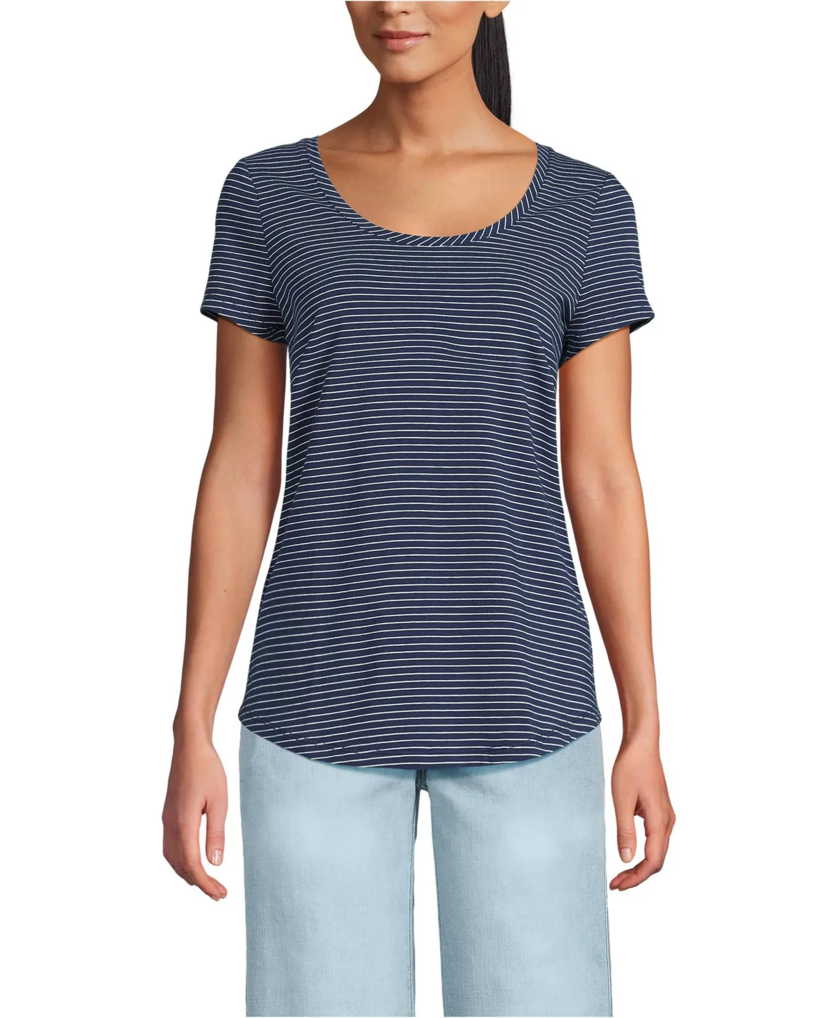 Short Sleeve Lightweight Jersey Scoop Neck T-Shirt by Lands' End
