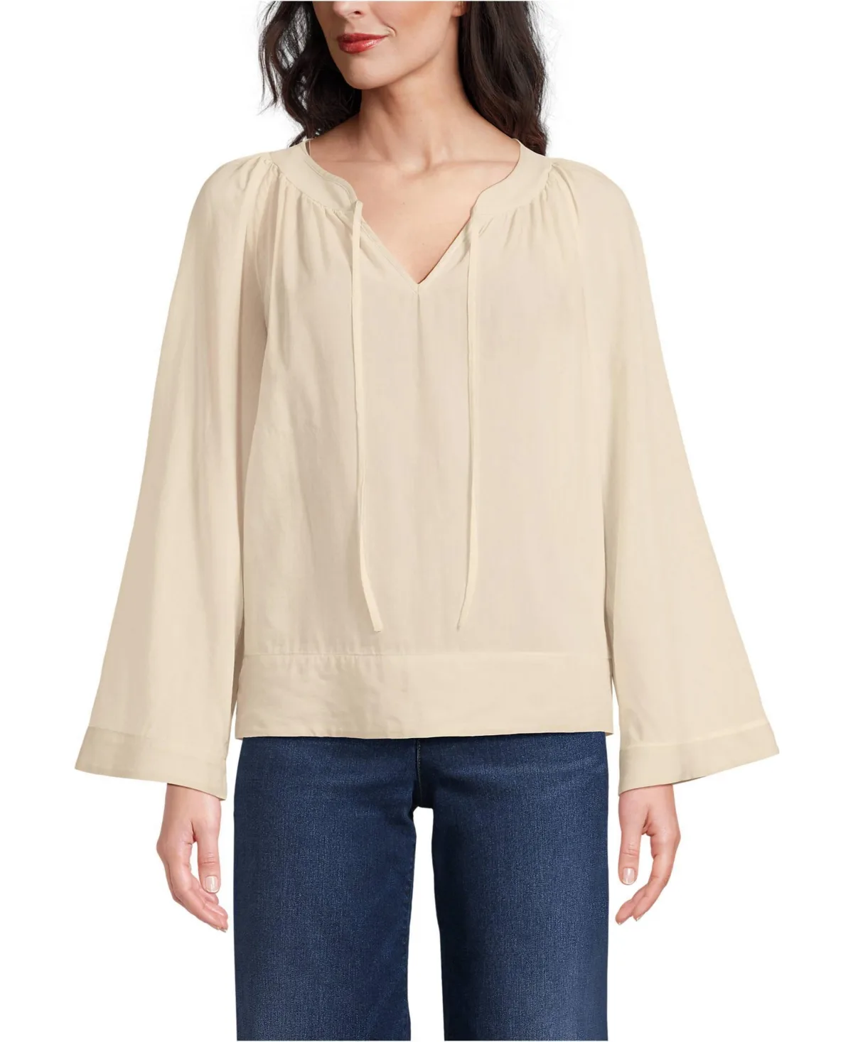 Voile Tie Neck Poet Blouse by Lands' End