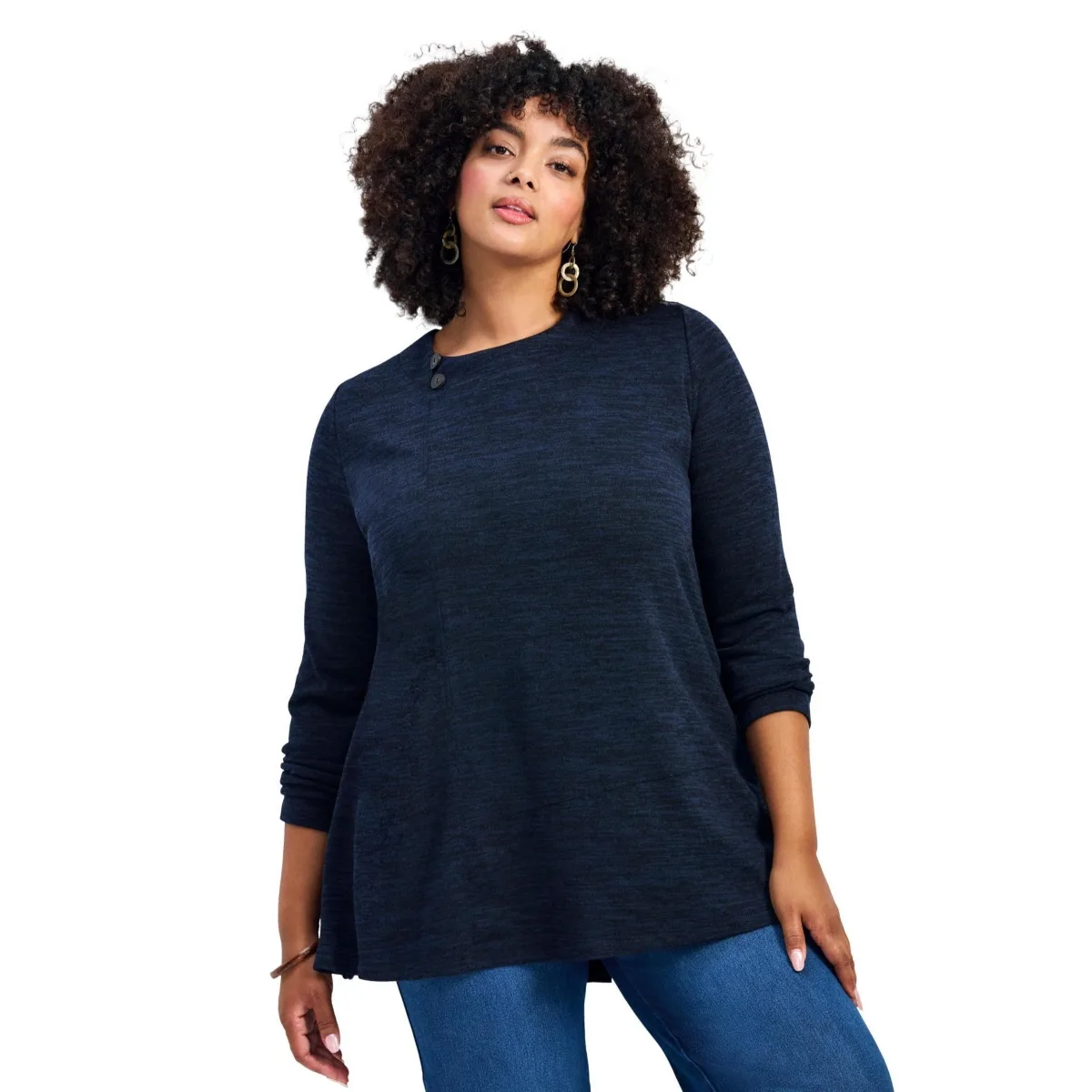 Ruby Button Detail Hacci Top by Avenue