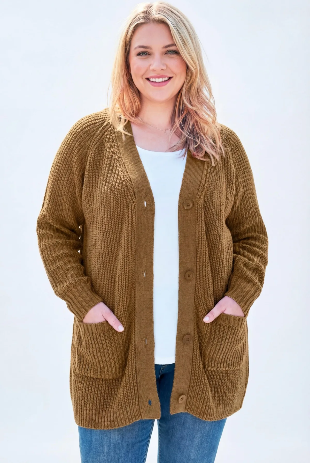 Within Button-Front Shaker Cardigan