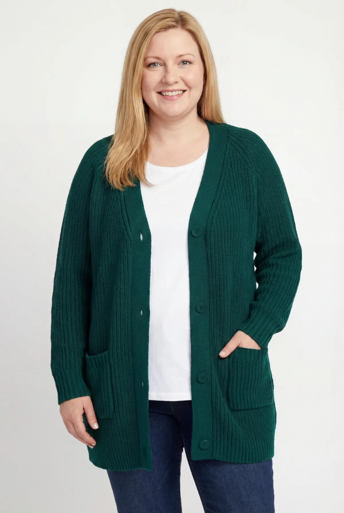 Within Button-Front Shaker Cardigan