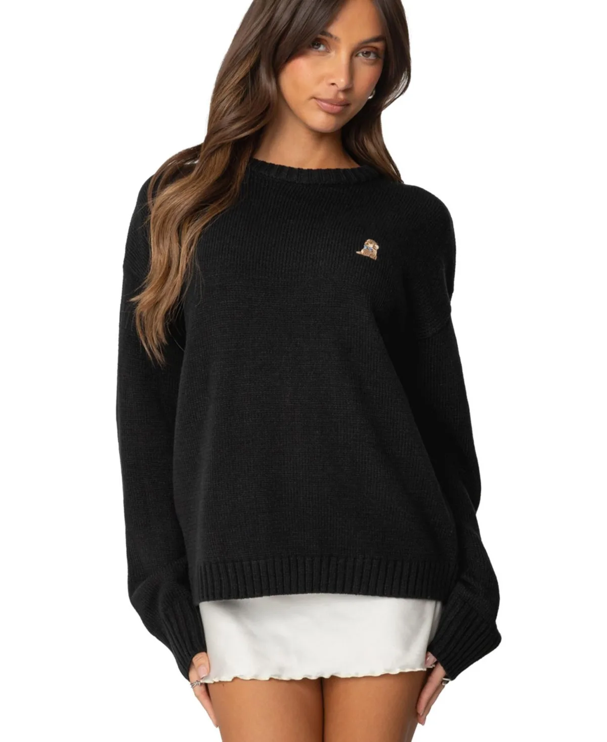 Puppy Love Embroidered Sweater by Edikted