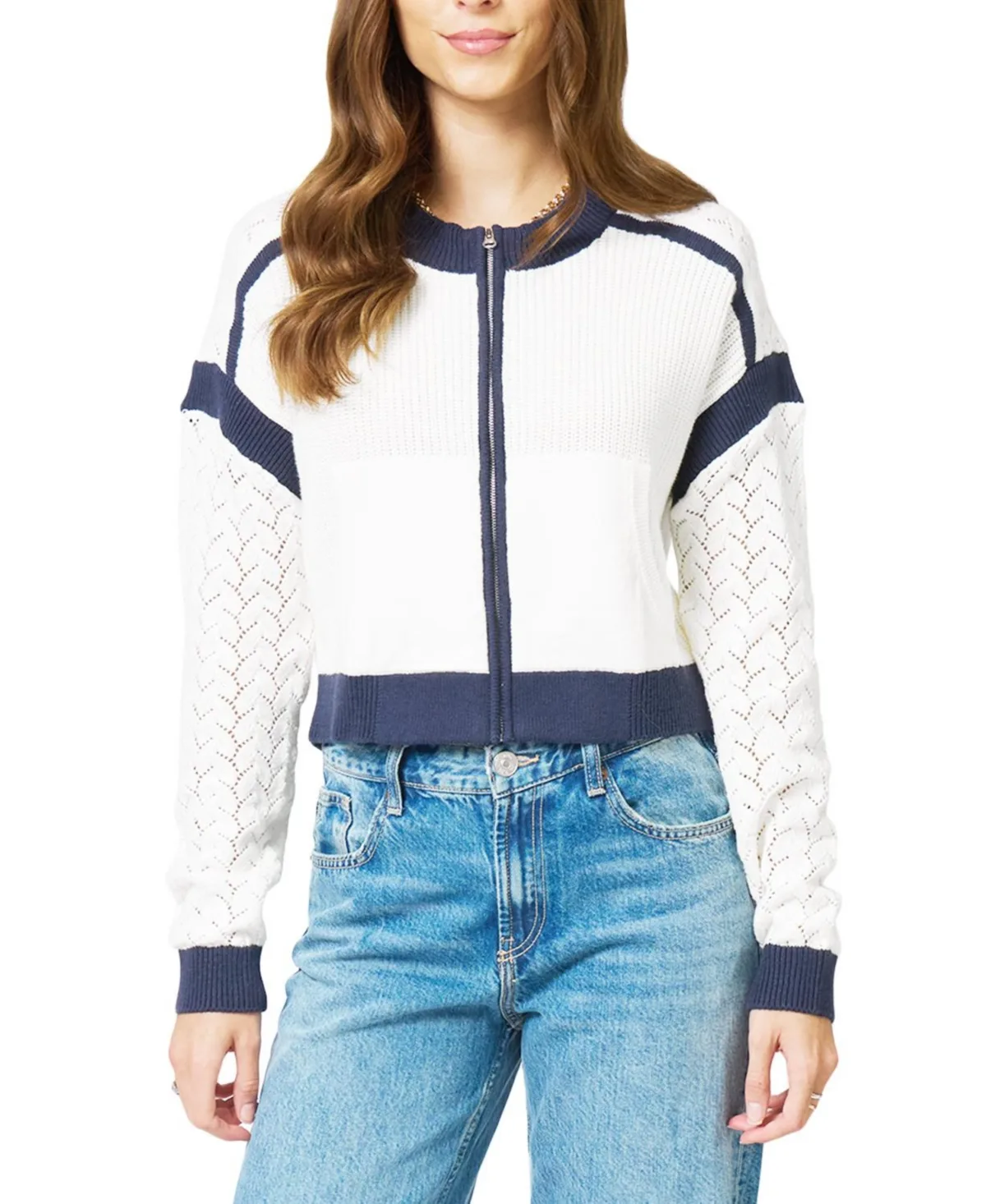 Brooklyn Collarless Sweater Bomber by Central Park West