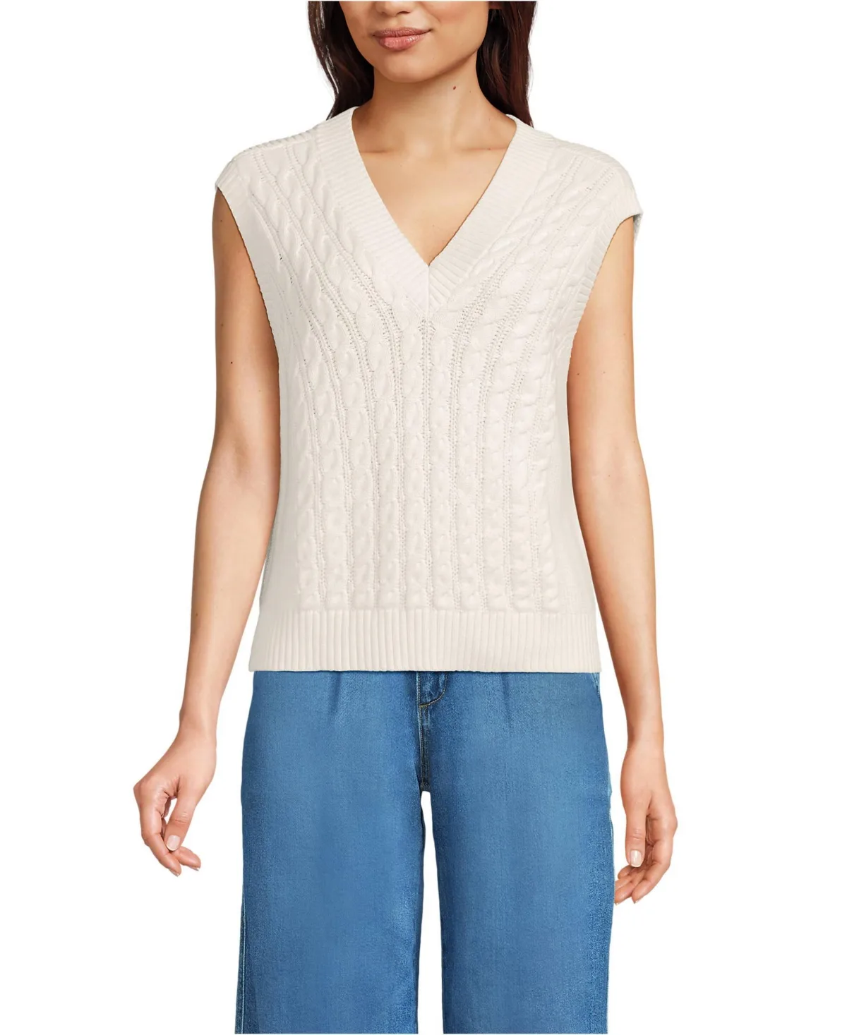 Drifter Modern Cable V Neck Vest Sweater