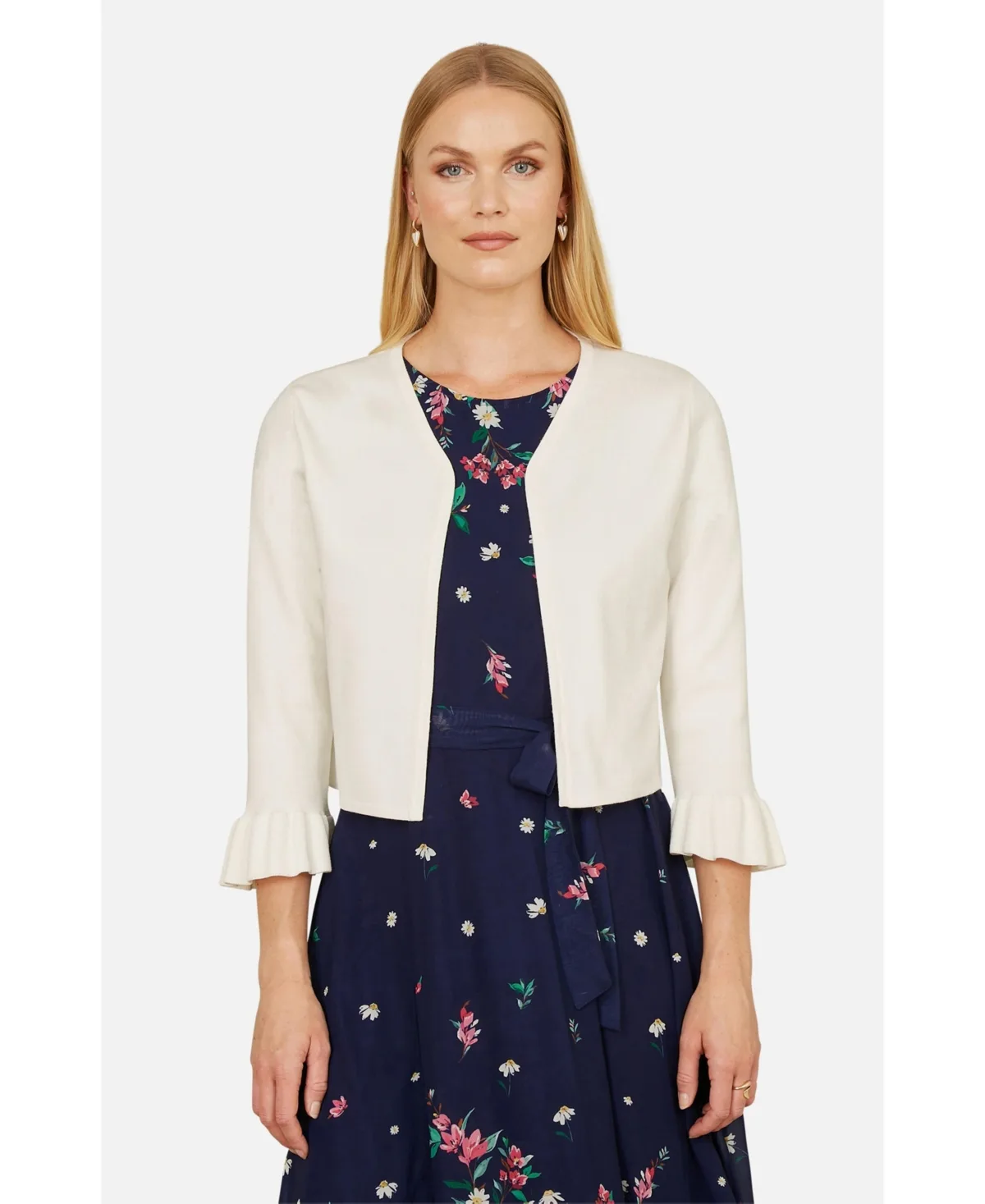 Bell Sleeves Cropped Cardigan by Yumi