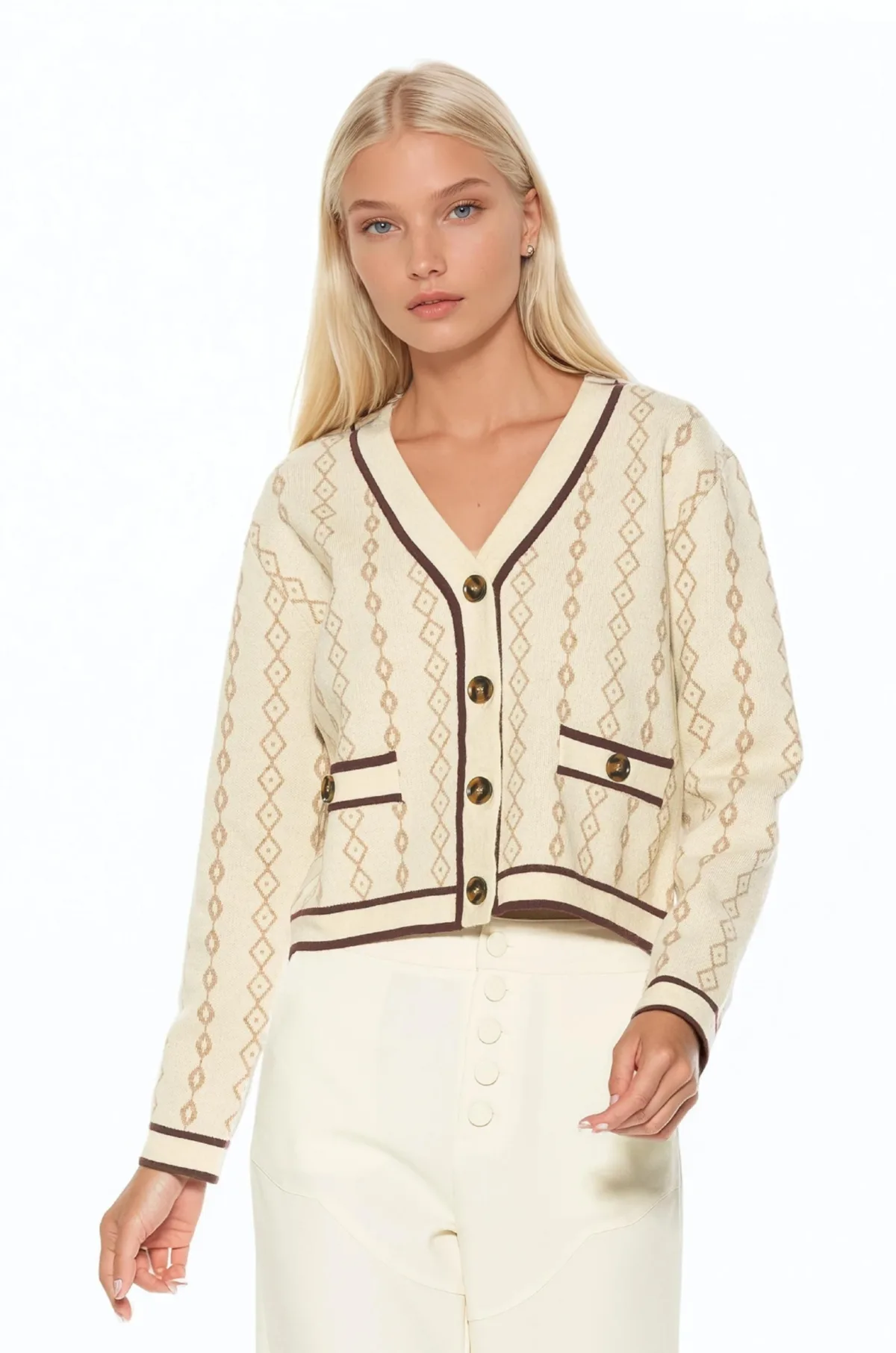 Briar Collegiate Contrast Trim Cardigan by Alexia Admor