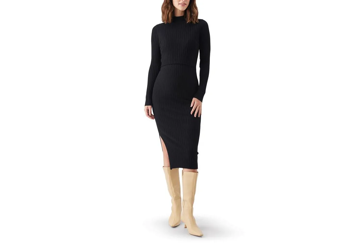 Nella Rib Nursing Knit Dress by Ripe Maternity