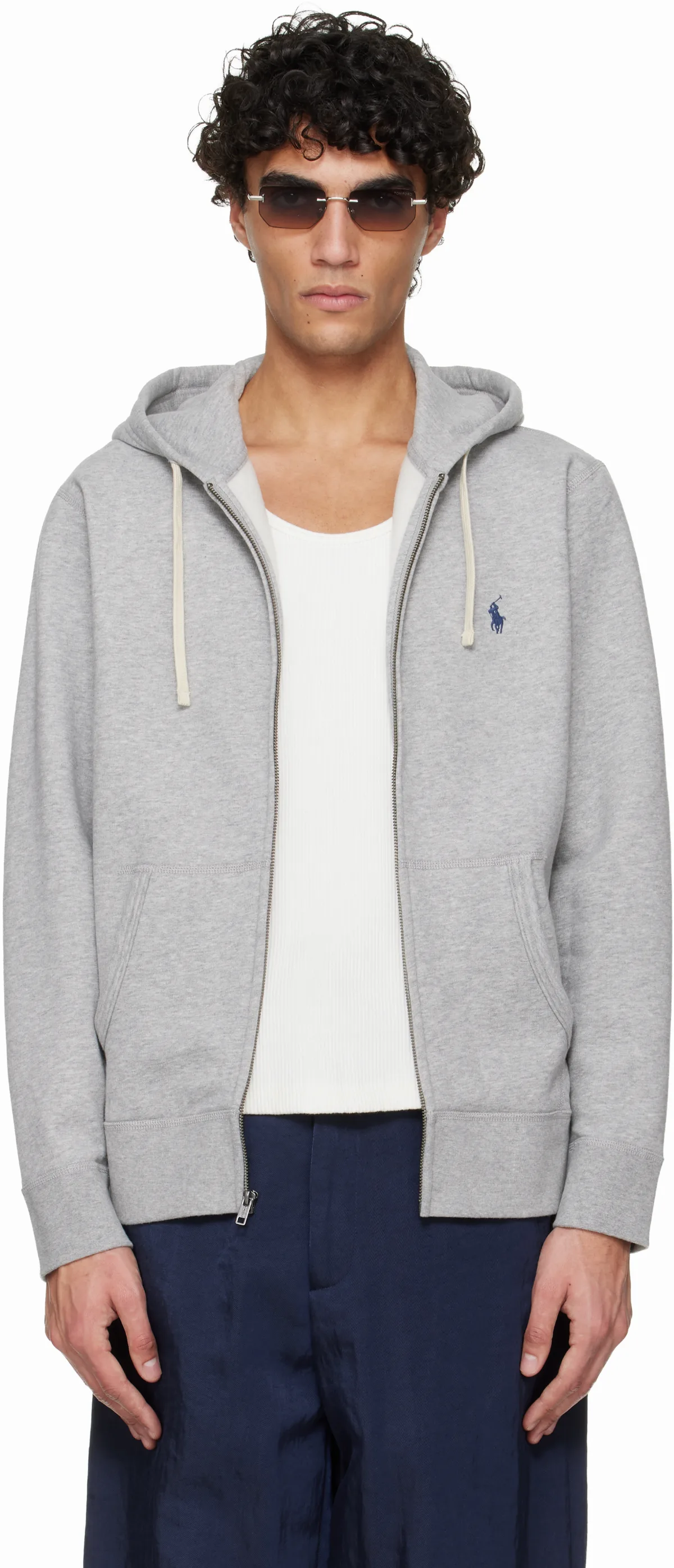 Gray Fleece Full-Zip Hoodie