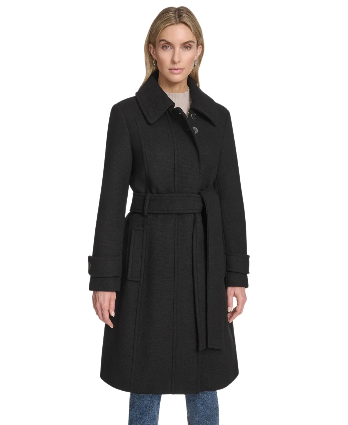 Lawley Wool Blend Belted Trench Coat by Andrew Marc
