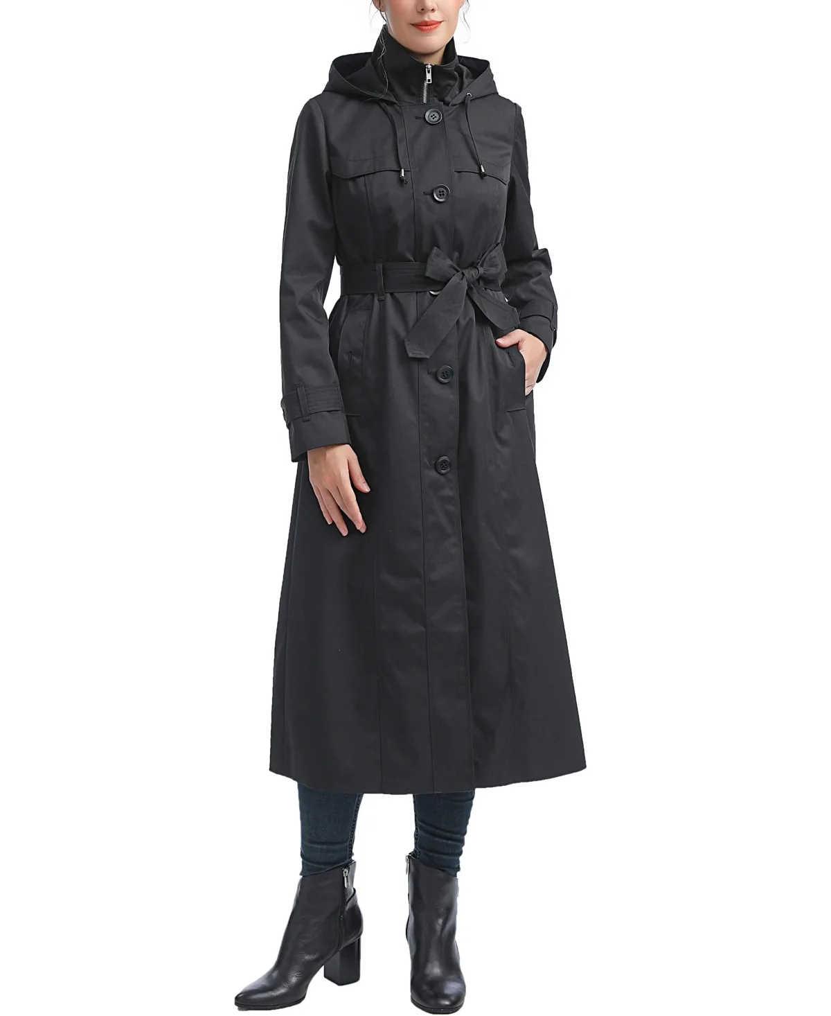 Kimi + Kai Aine Hooded Long Rain Coat by Kimi + Kai
