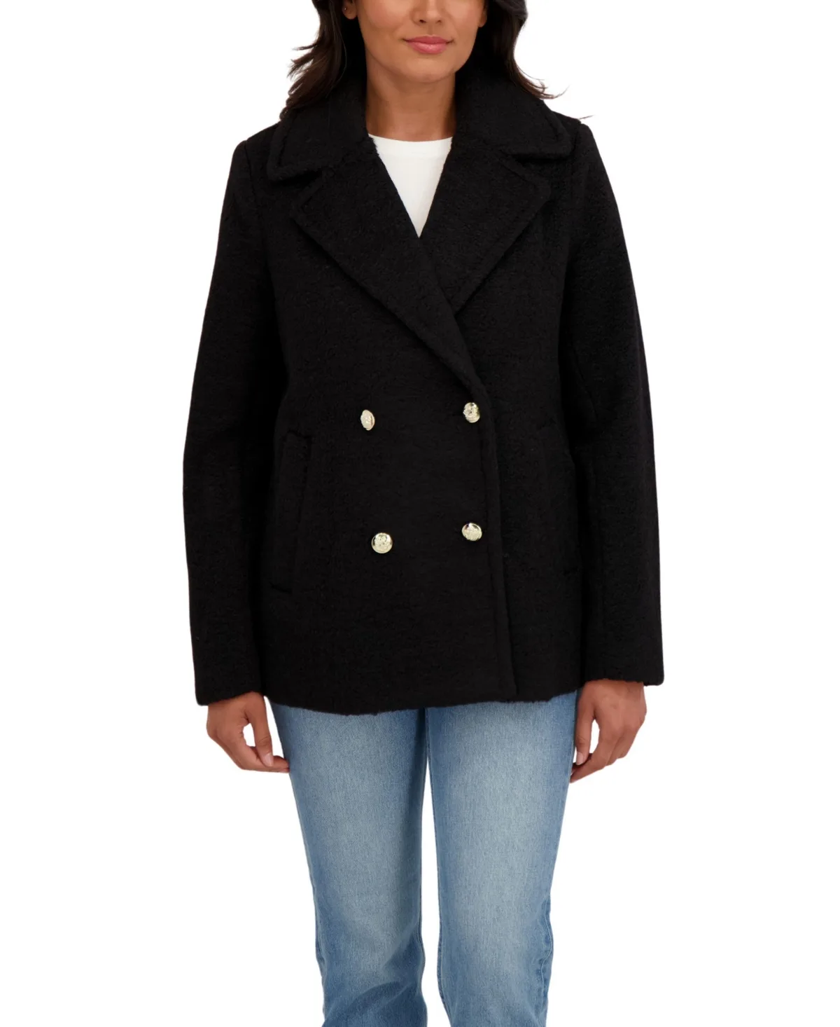 Boucle Pea Coat by Sebby Collection