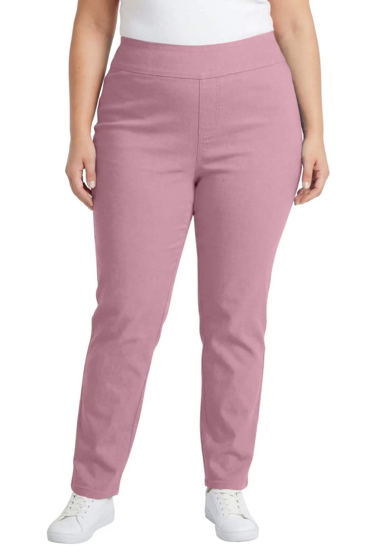 Flex-Fit Pull-On Straight-Leg Gap-Free Stretch Denim Jeans by Woman Within