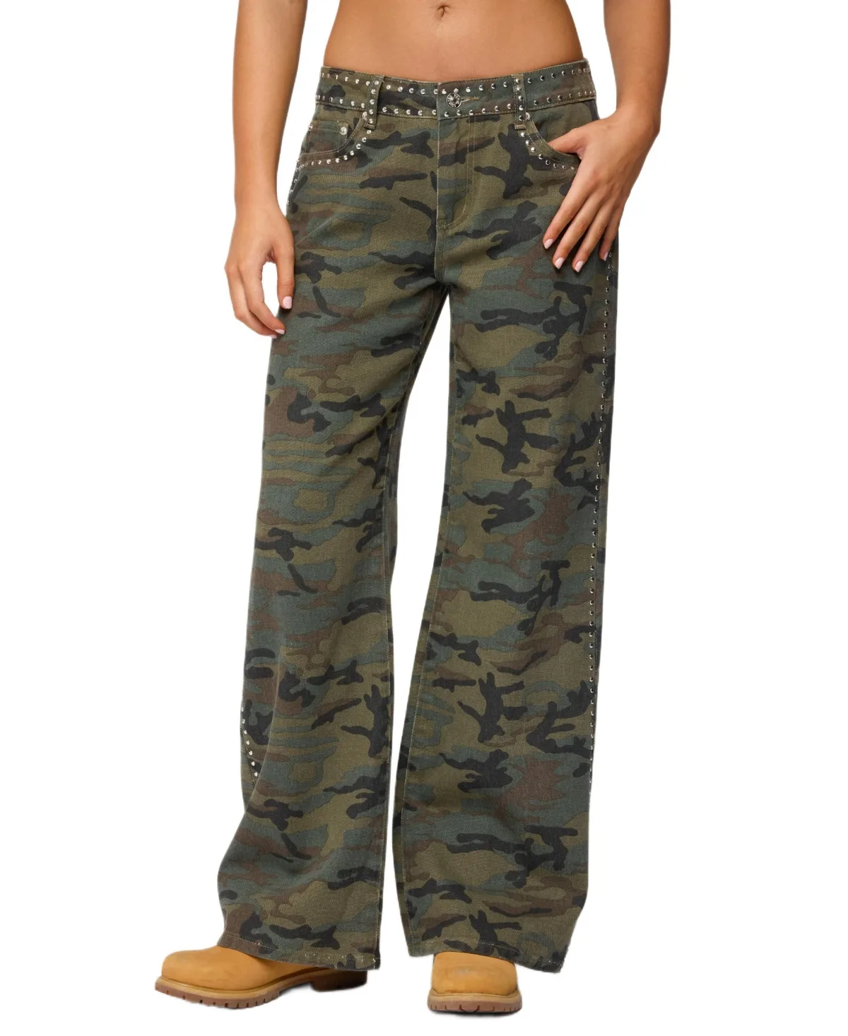 Quincy Studded Low Rise Jeans by Edikted