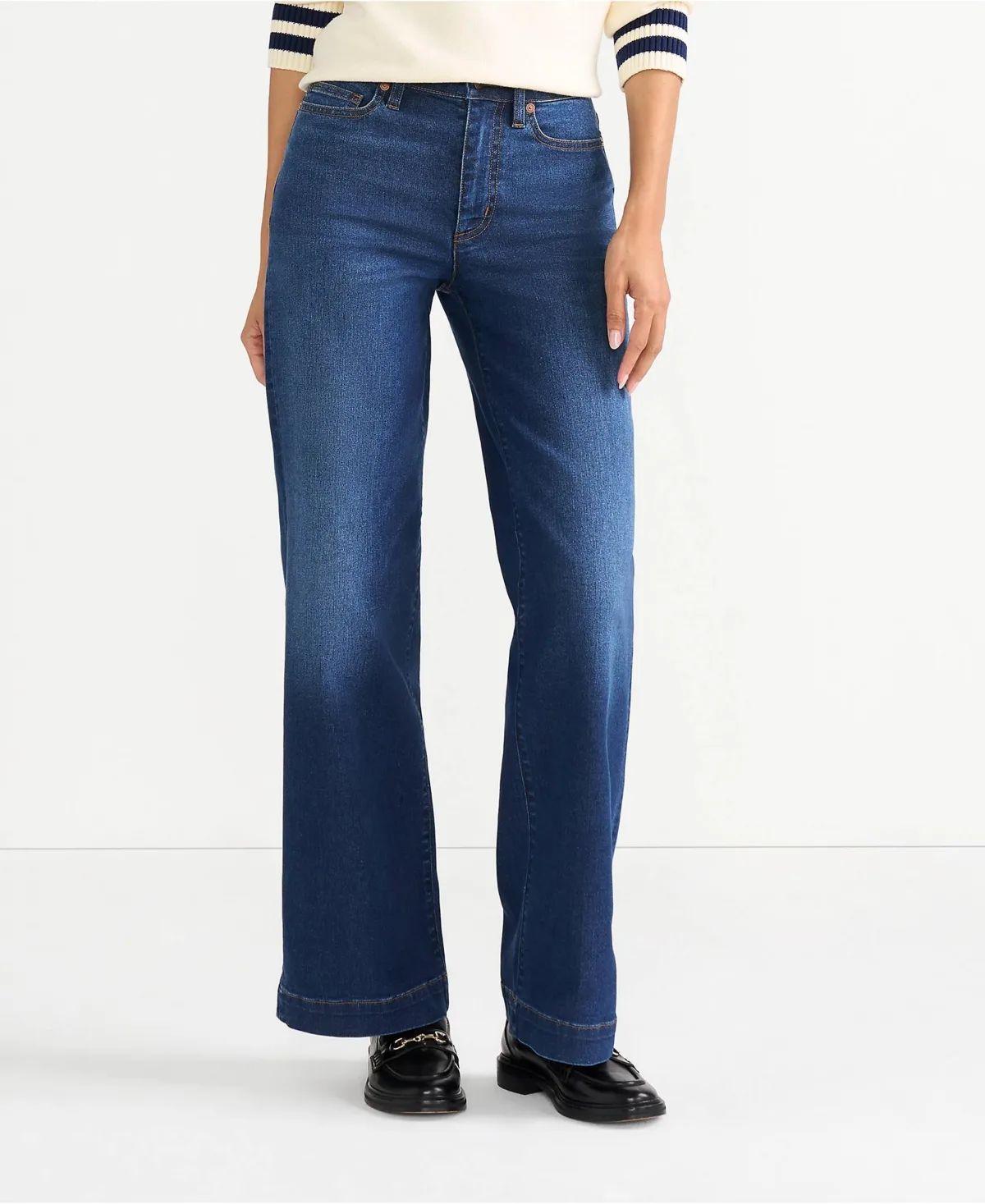 High Rise Wide Leg Denim Jeans by Lands' End