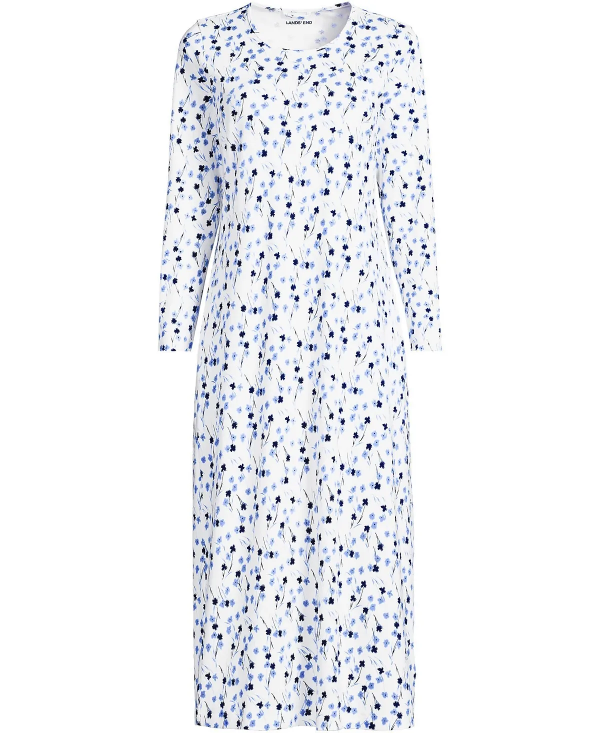 Cotton Long Sleeve Midcalf Nightgown by Lands' End
