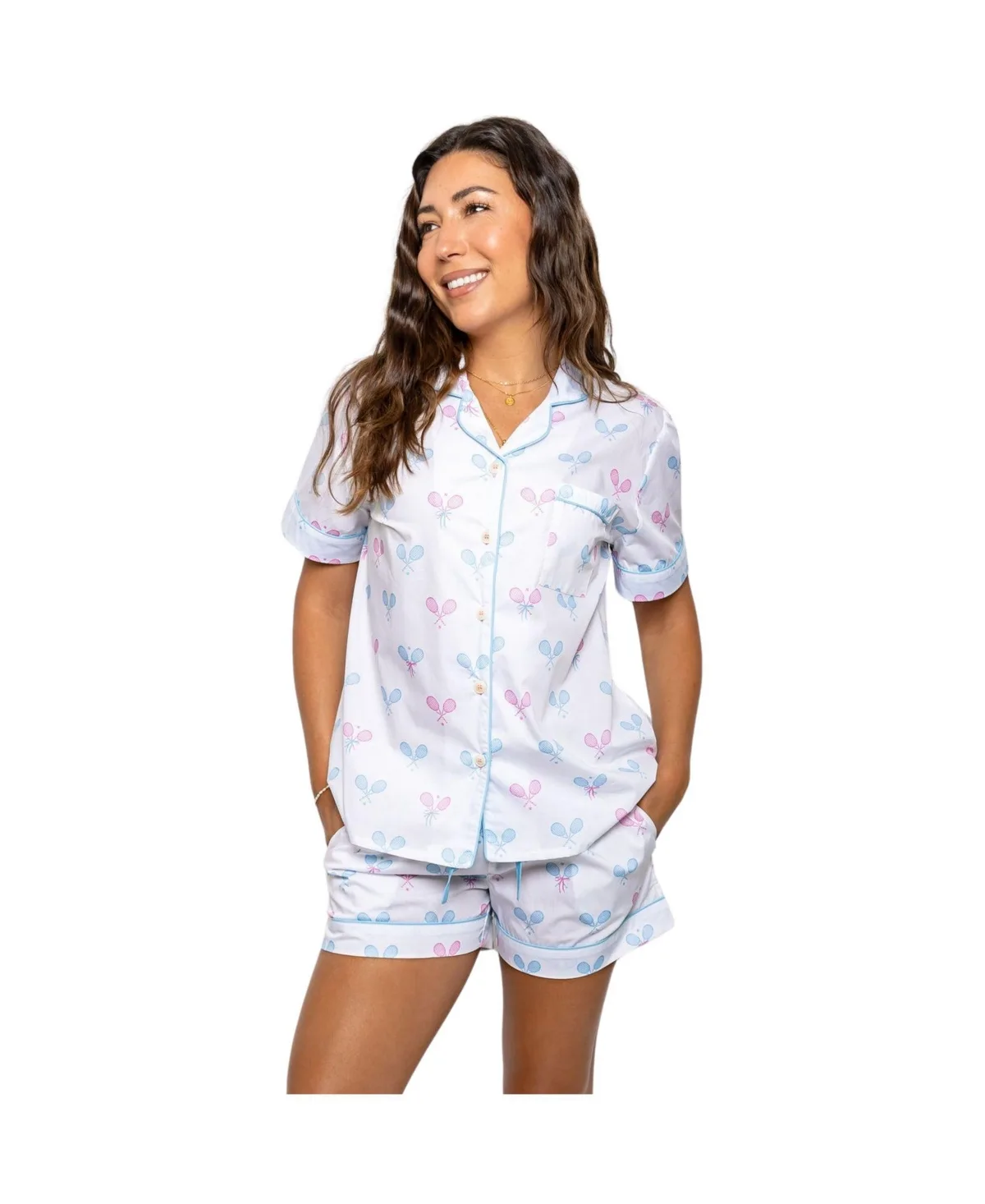 Hepburn Gingham Short Pj Set by Sant And Abel