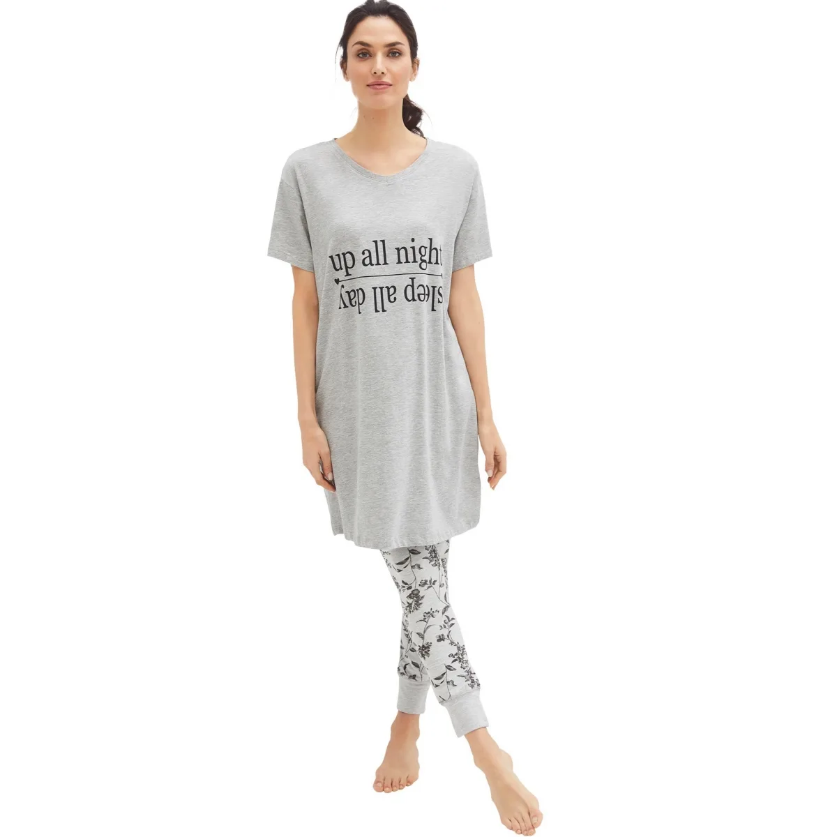 Rib Trim Sleep Leggings by Ellos
