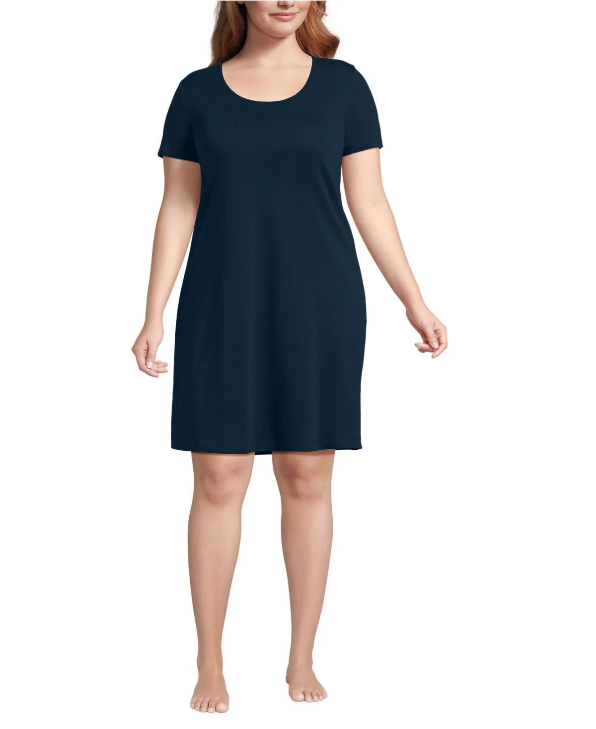 Cotton Short Sleeve Knee Length Nightgown by Lands' End